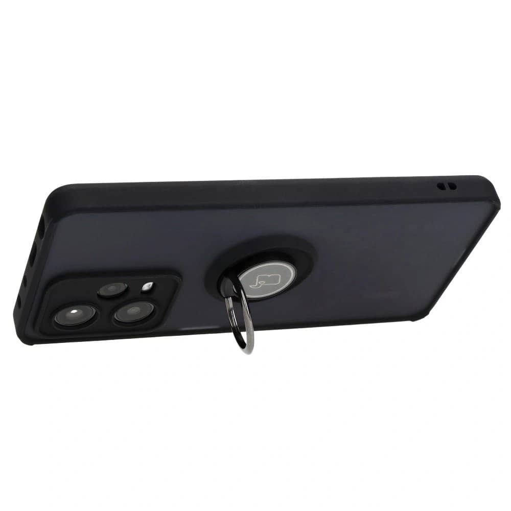 Bizon Case Hybrid Ring Xiaomi Redmi Note 12 Pro 5G rauchig mit einem schwarzen Rahmen - 5