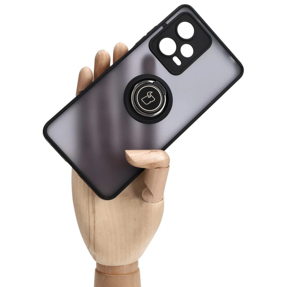 Bizon Case Hybrid Ring Xiaomi Redmi Note 12 Pro 5G rauchig mit einem schwarzen Rahmen - 6