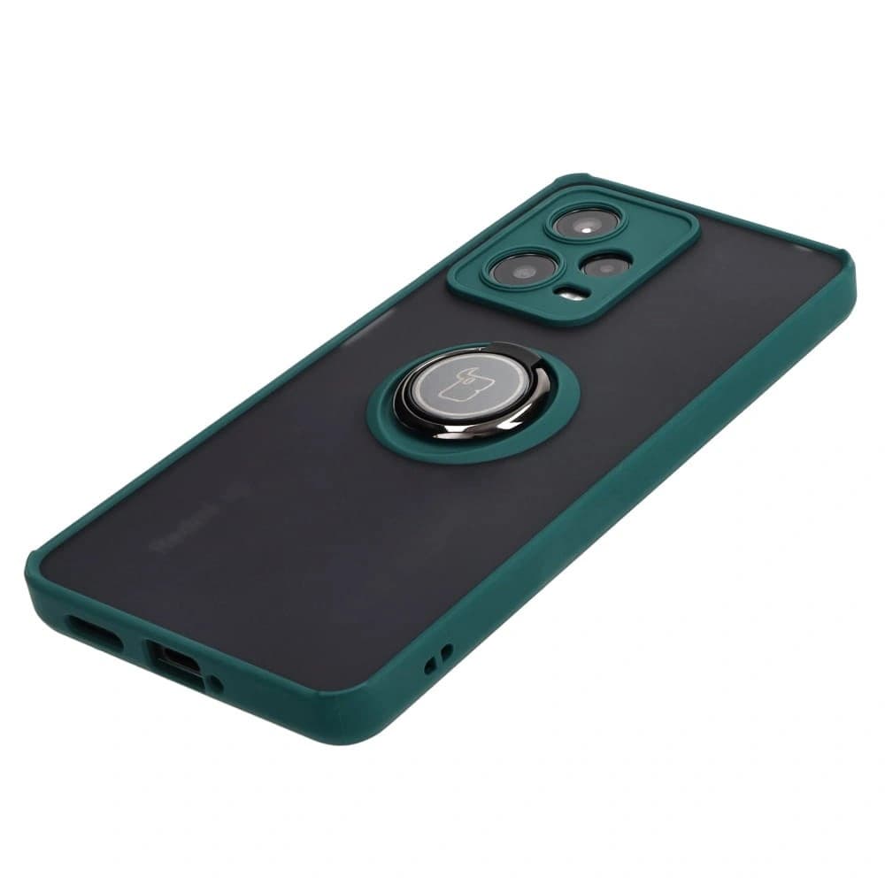 Bizon Case Hybrid Ring Xiaomi Redmi Note 12 Pro 5G fumurie cu un cadru verde închis - 3