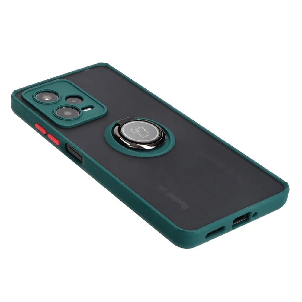 Bizon Case Hybrid Ring Xiaomi Redmi Note 12 Pro 5G fumurie cu un cadru verde închis - 4