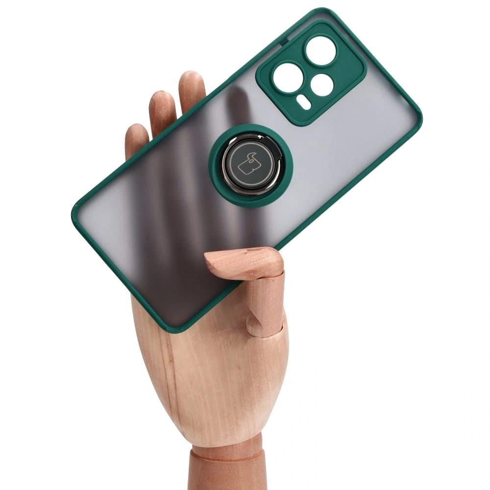 Bizon Case Hybrid Ring Xiaomi Redmi Note 12 Pro 5G fumurie cu un cadru verde închis - 6
