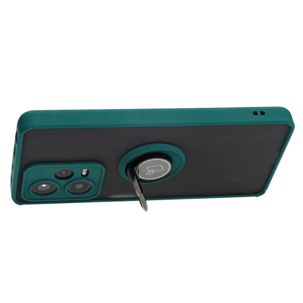 Bizon Case Hybrid Ring Xiaomi Redmi Note 12 Pro+ 5G smoky with a dark green frame - 5
