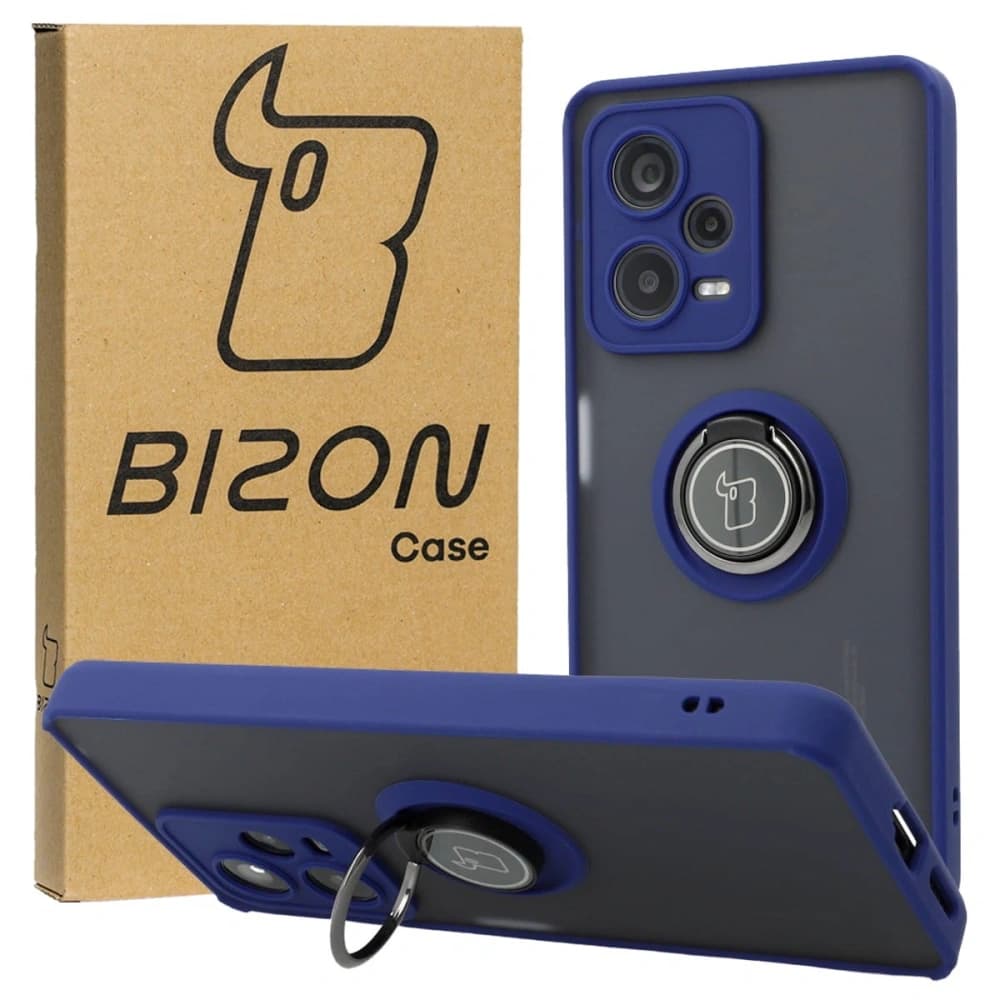 Bizon Case Hybrid Ring Xiaomi Redmi Note 12 Pro+ 5G smoky with a navy blue frame