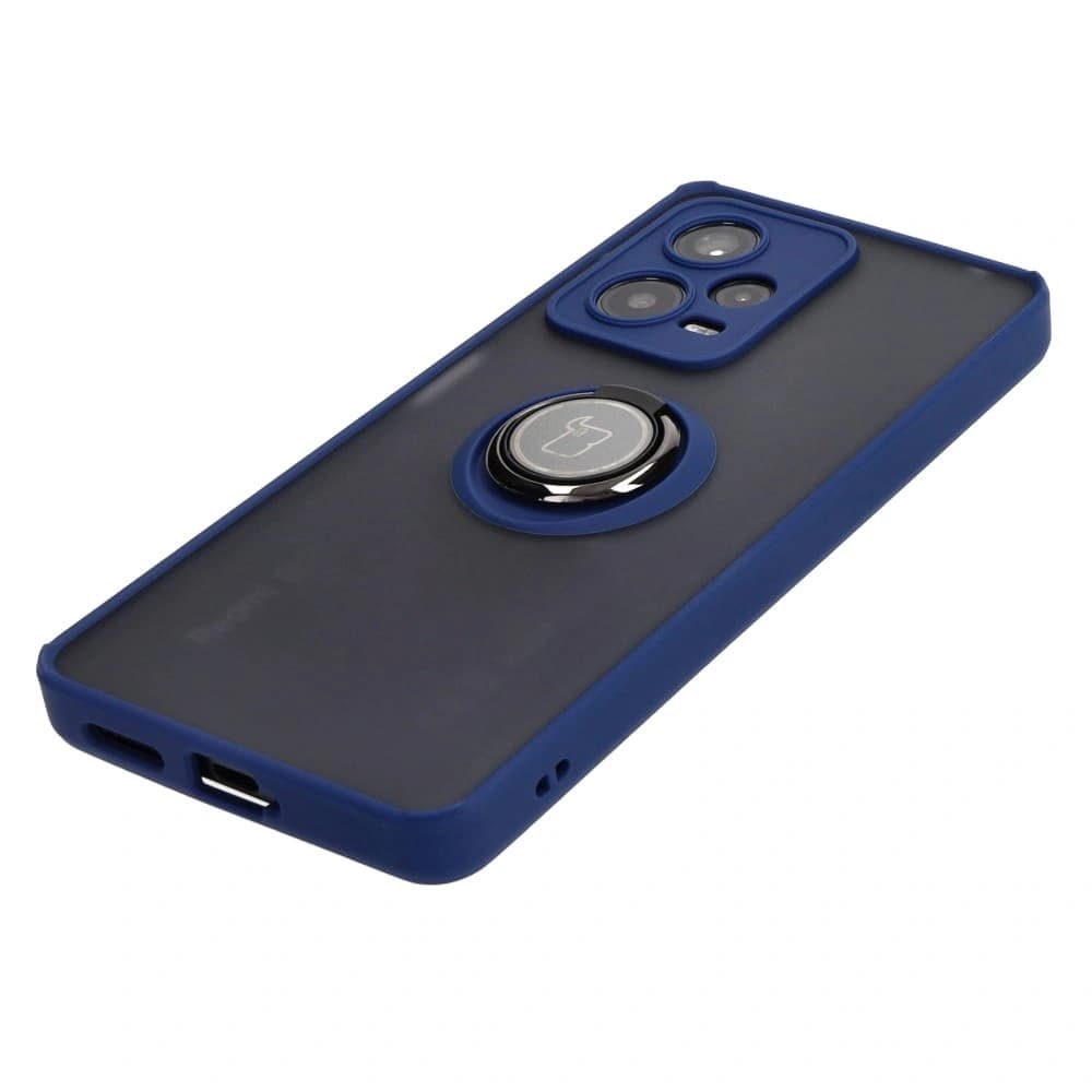 Bizon Case Hybrid Ring Xiaomi Redmi Note 12 Pro+ 5G smoky with a navy blue frame - 3