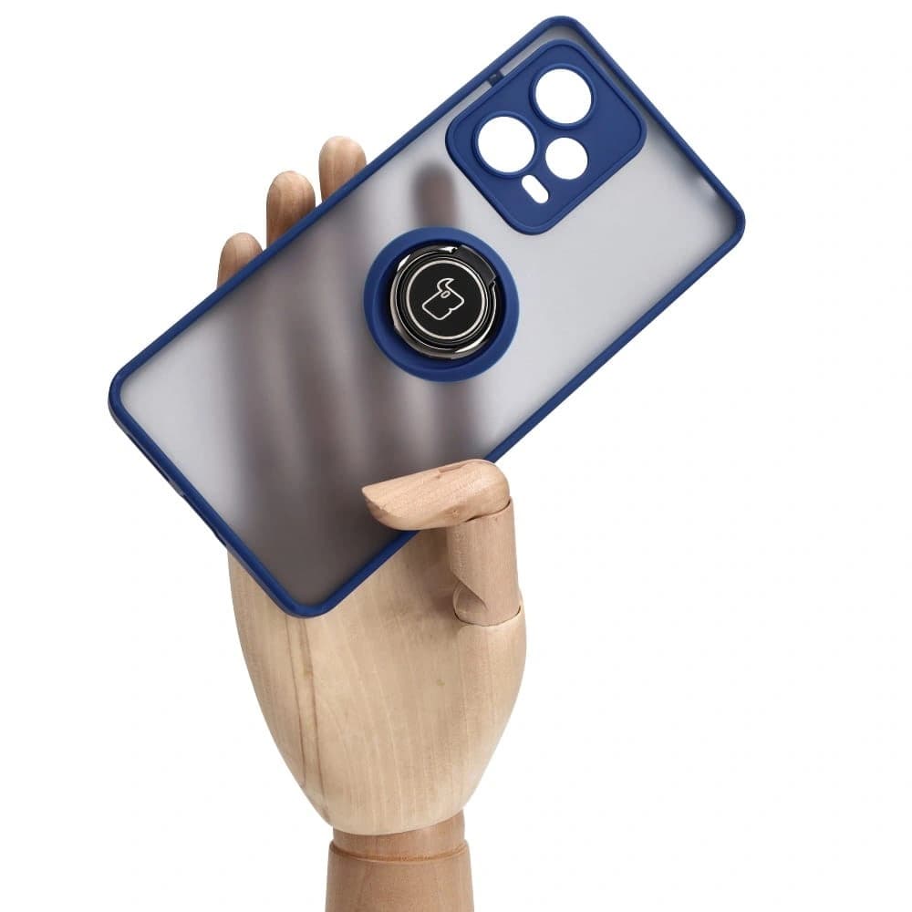 Bizon Case Hybrid Ring Xiaomi Redmi Note 12 Pro+ 5G smoky with a navy blue frame - 6