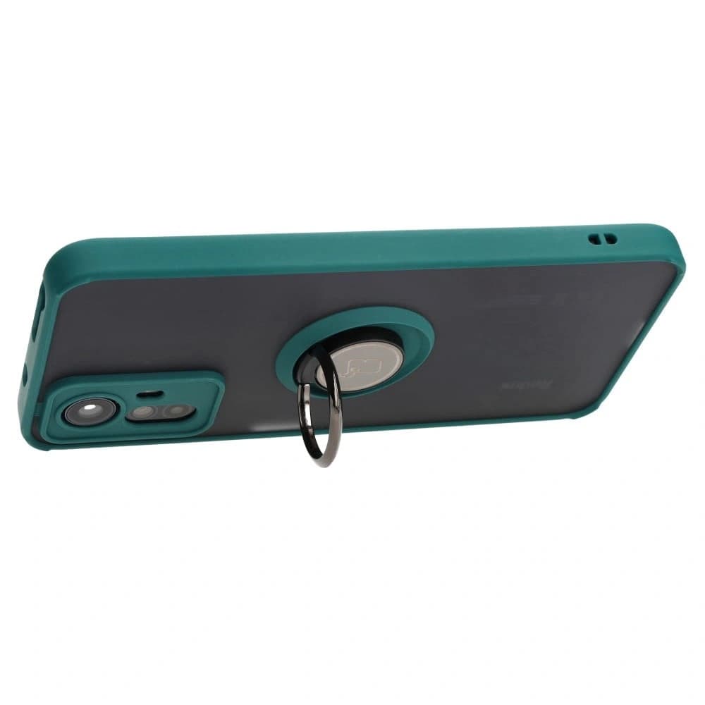 Bizon Case Hybrid Ring Xiaomi Redmi Note 12S smoky with a dark green frame - 5