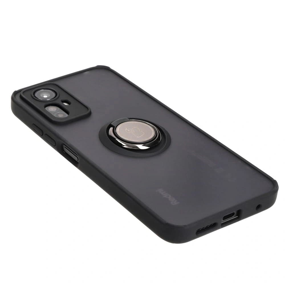 Etui s úchytem na prst Bizon Case Hybrid Ring pro Xiaomi Redmi Note 12S kouřové s černým rámečkem - 4