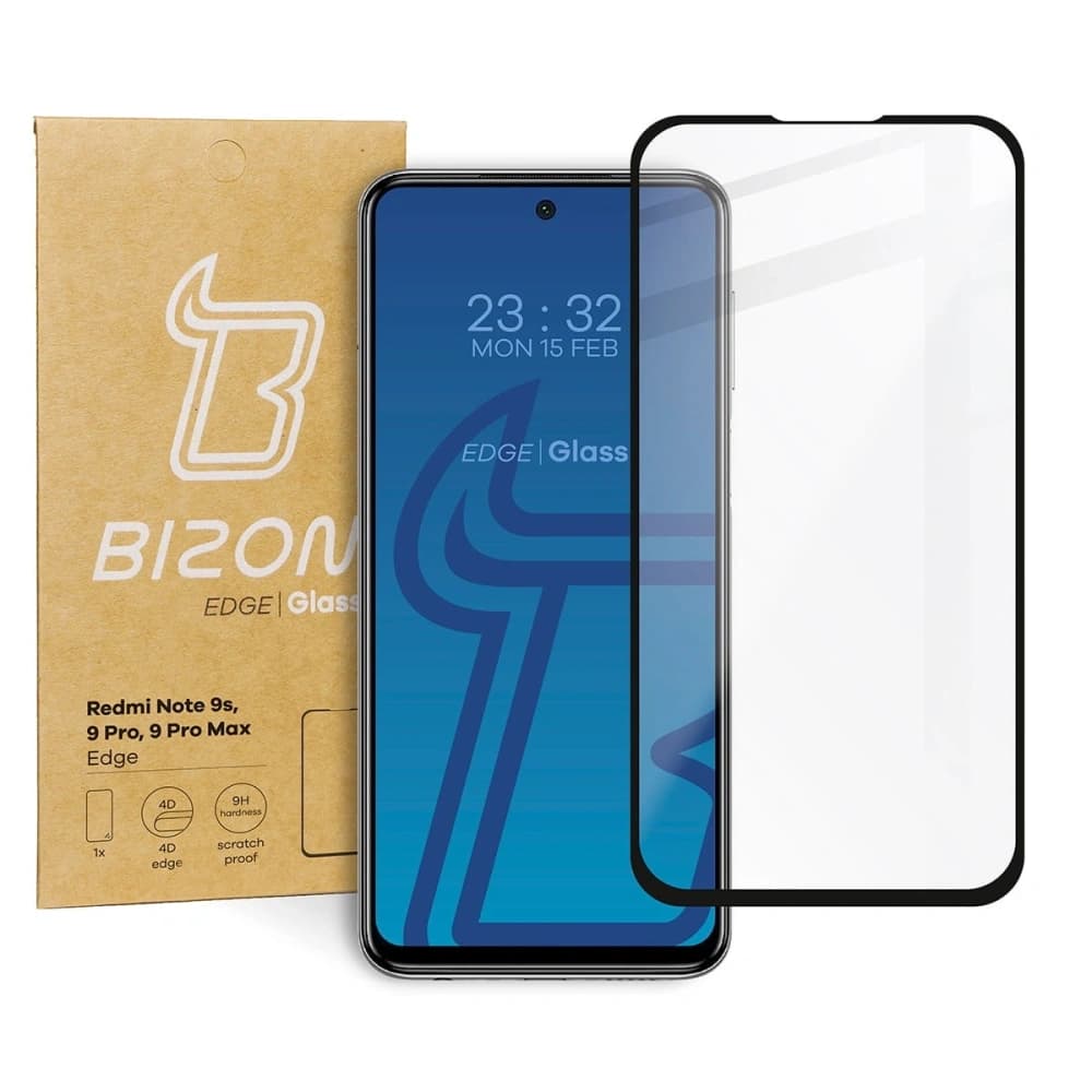 Tvrzené sklo Bizon Glass Edge pro Redmi Note 9S/ 9 Pro/ 9 Pro Max černé