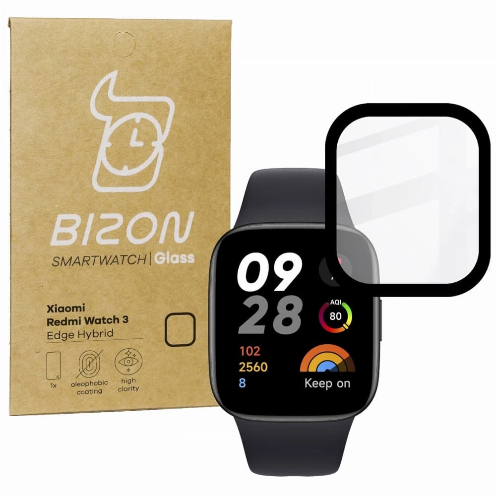 Sklo hybridní Bizon Glass Edge Hybrid pro Xiaomi Redmi Watch 3 černé
