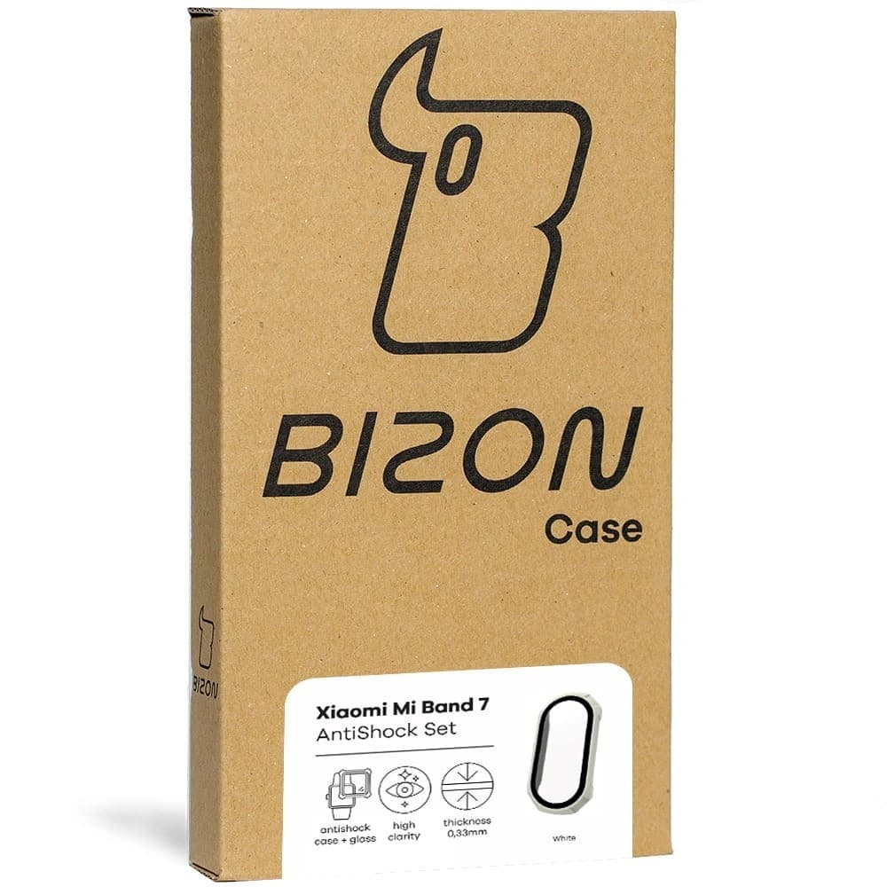 Etui ze skla Bizon Case AntiShock Set Xiaomi Mi Band 7 bílé - 6