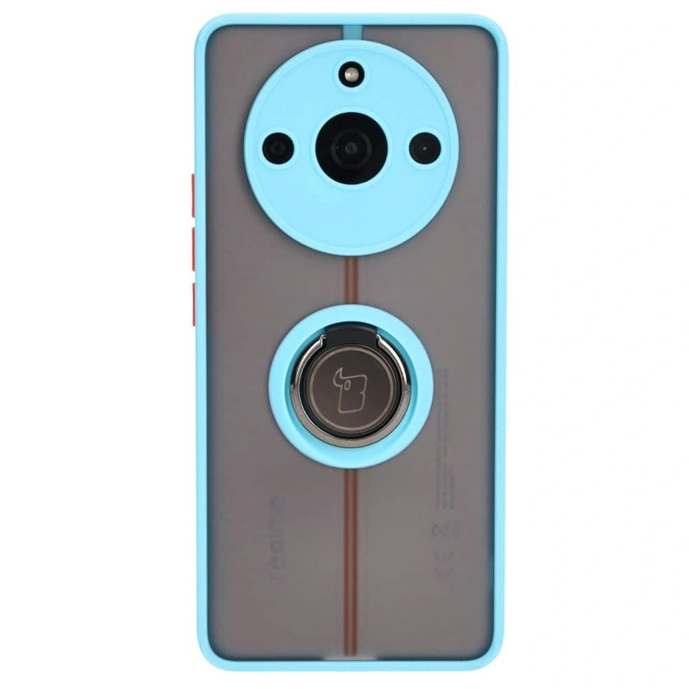 Caz Hybrid Bizon Ring Realme 11 Pro / 11 Pro+ fumuriu cu un cadru de culoare albastru deschis - 2