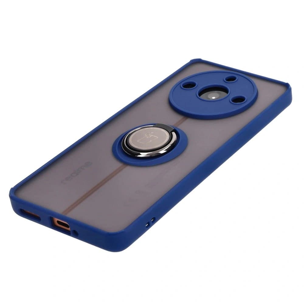 Bizon Case Hybrid Gyűrű Realme 11 Pro / 11 Pro+ füstös színben, tengerészkék kerettel - 3