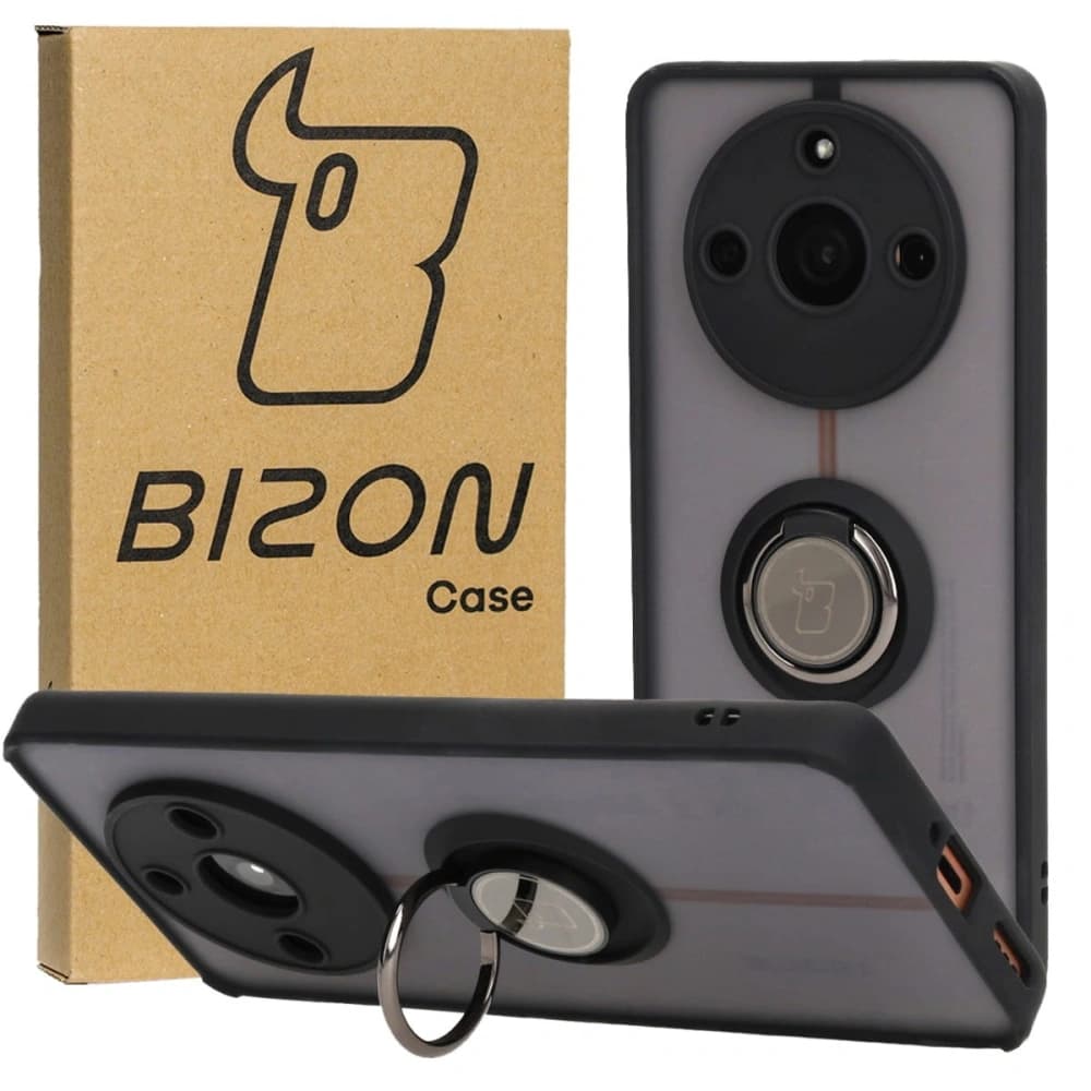 Bizon Case Hybrid Ring für Realme 11 Pro / 11 Pro+ rauchig mit schwarzem Rahmen