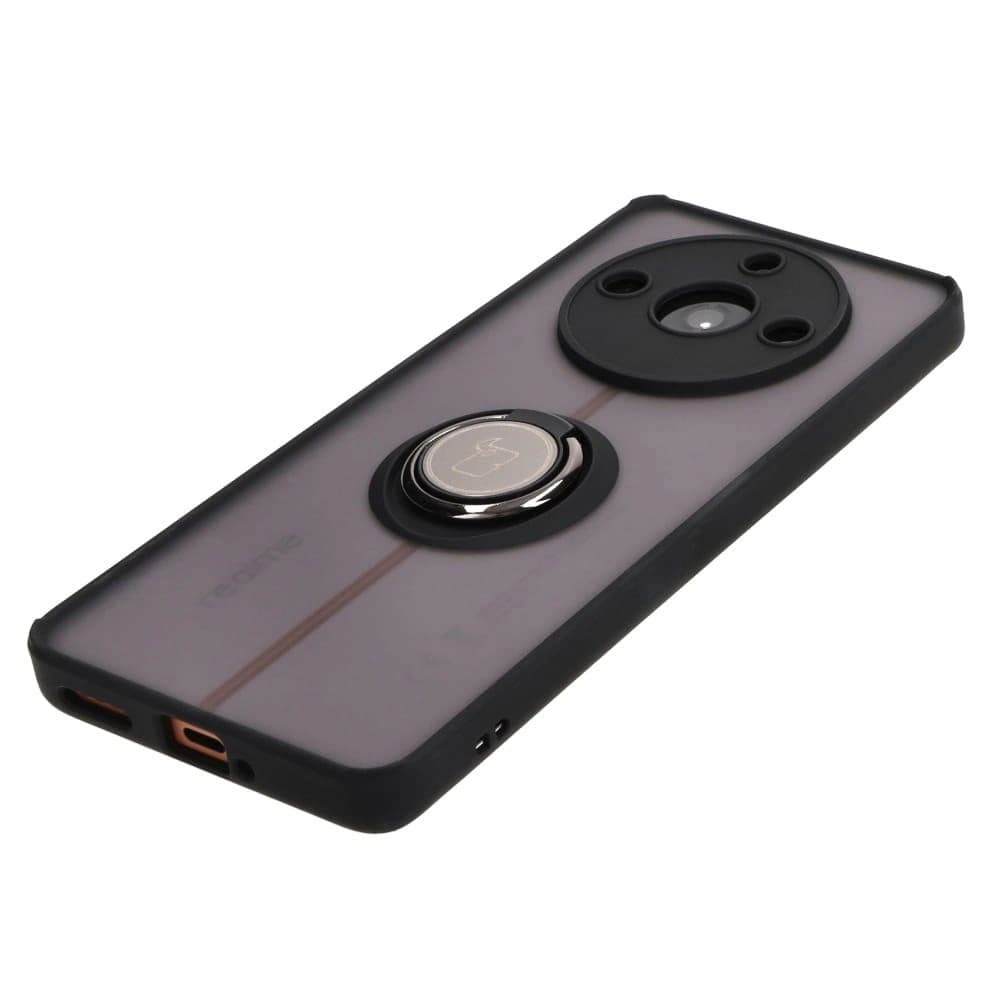 Bizon Case Hybrid Ring für Realme 11 Pro / 11 Pro+ rauchig mit schwarzem Rahmen - 3