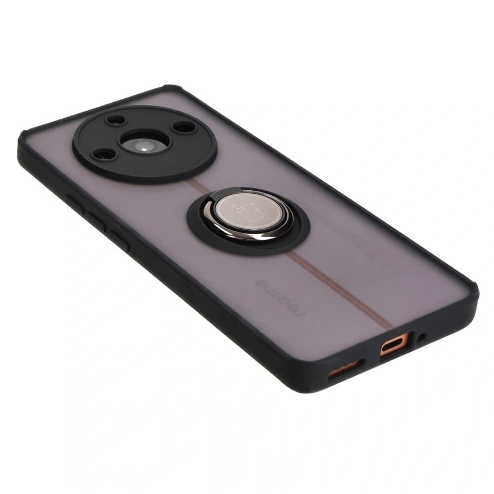 Bizon Case Hybrid Ring für Realme 11 Pro / 11 Pro+ rauchig mit schwarzem Rahmen - 4