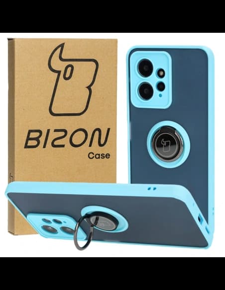 Bizon Case Hybrid Ring Xiaomi Redmi Note 12 4G smoky with a light blue frame