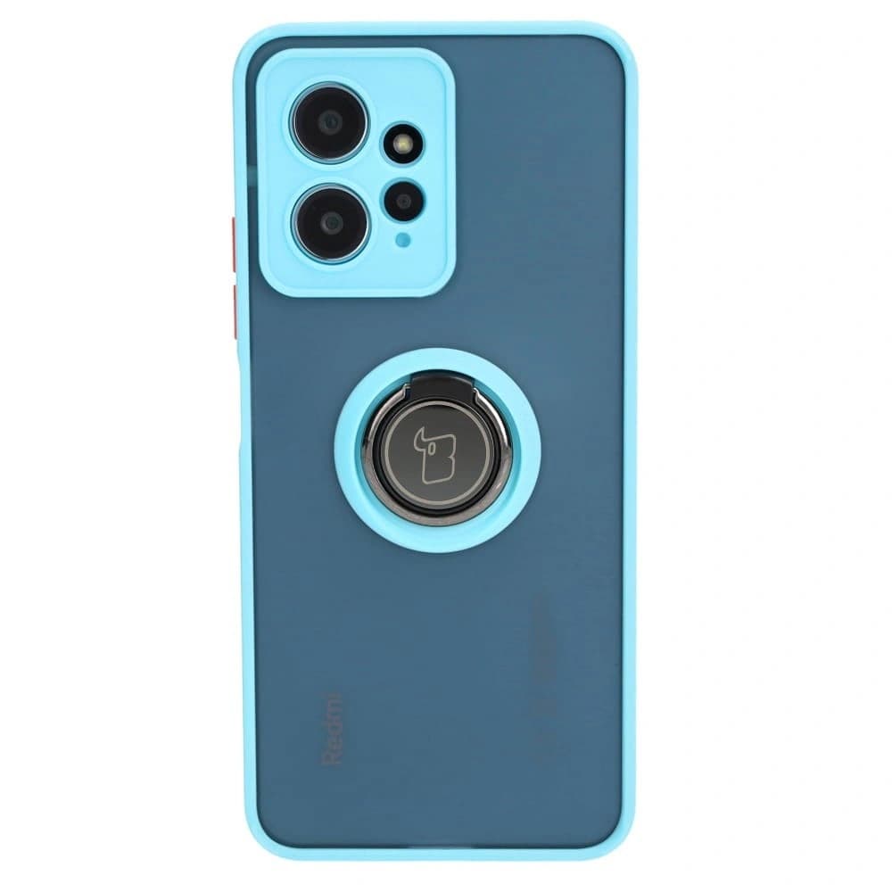 Bizon Case Hybrid Ring Xiaomi Redmi Note 12 4G smoky with a light blue frame - 2