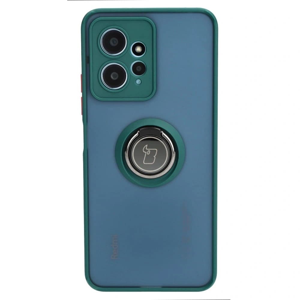 Bizon Case Hybrid Ring Xiaomi Redmi Note 12 4G smoky with a dark green frame - 2