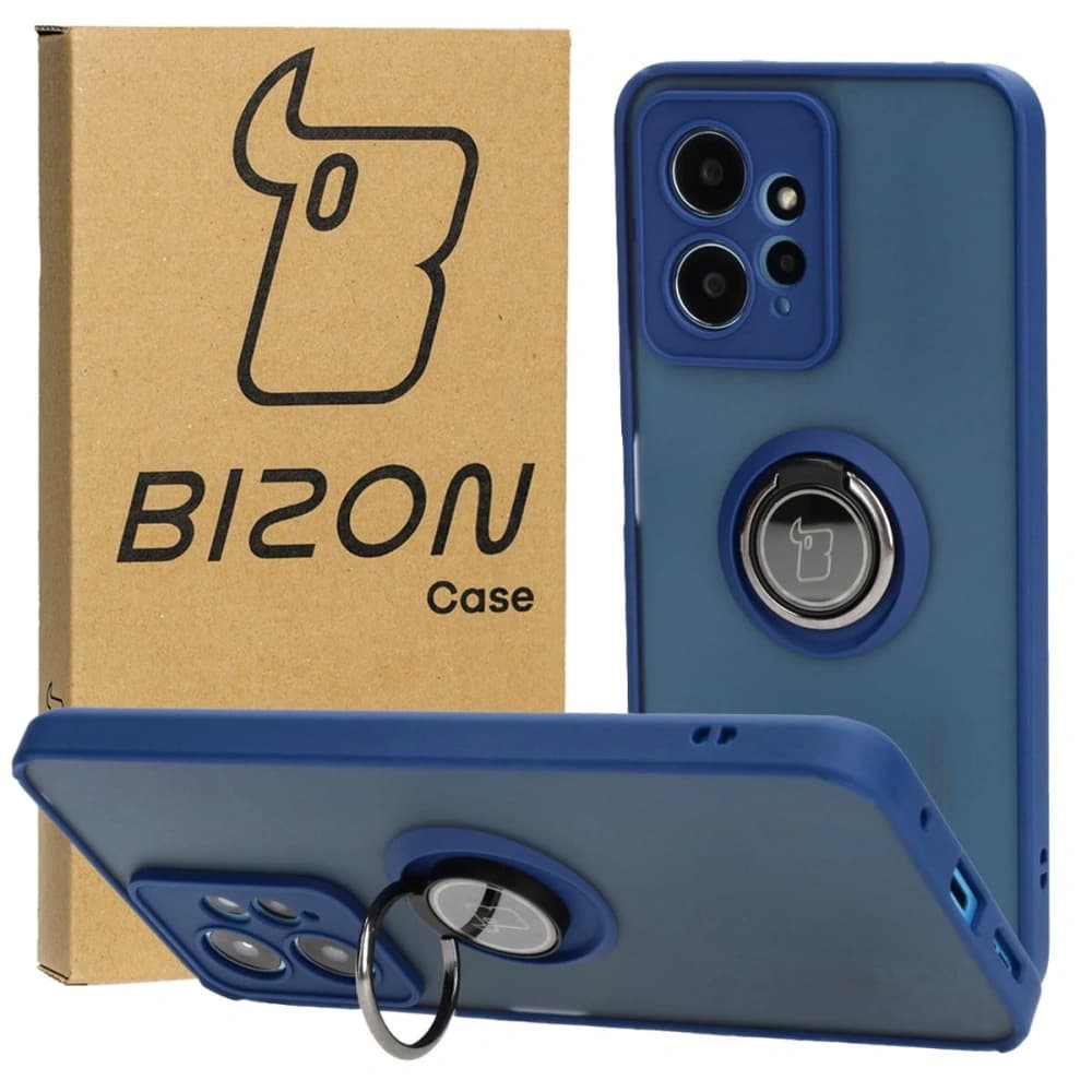 Bizon Case Hybrid Ring Xiaomi Redmi Note 12 4G füstös színű, sötétkék kerettel - 1
