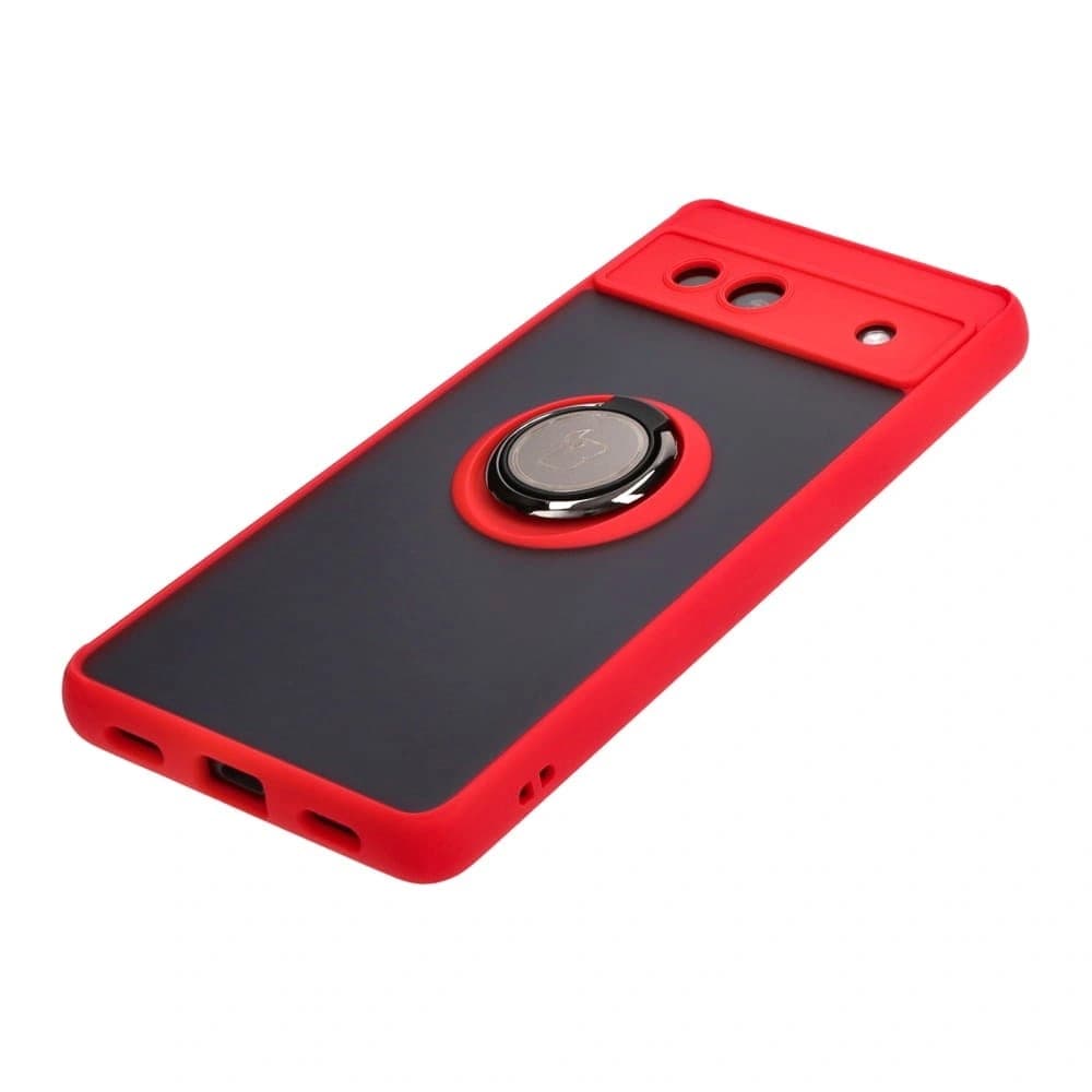 Bizon Case Hybrid Ring Google Pixel 7A smoky with a red frame - 3