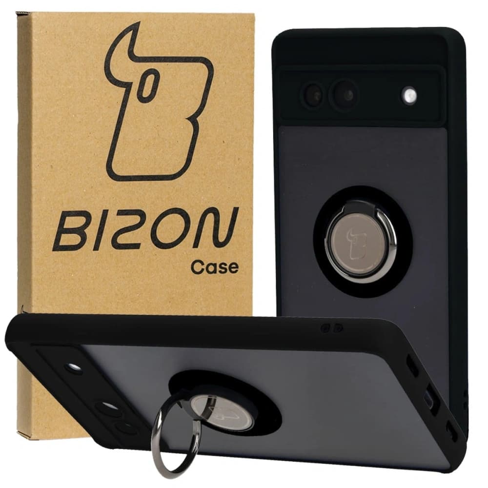 Bizon Case Hybrid Ring Google Pixel 7A smoky with a black frame - 1