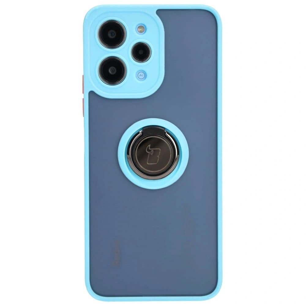 Bizon Case Hybrid Ring Xiaomi Redmi 12 rauchig mit einem hellblauen Rahmen - 2