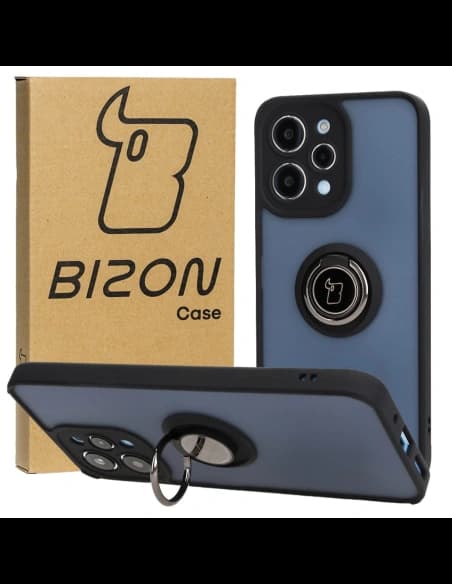 Bizon Case Hybrid Ring Xiaomi Redmi 12 rauchig mit einem schwarzen Rahmen