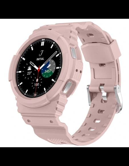 Etui s páskem Bizon Strap + Case Watch Action do Samsung Galaxy Watch 4 / 5 44 mm světle růžové