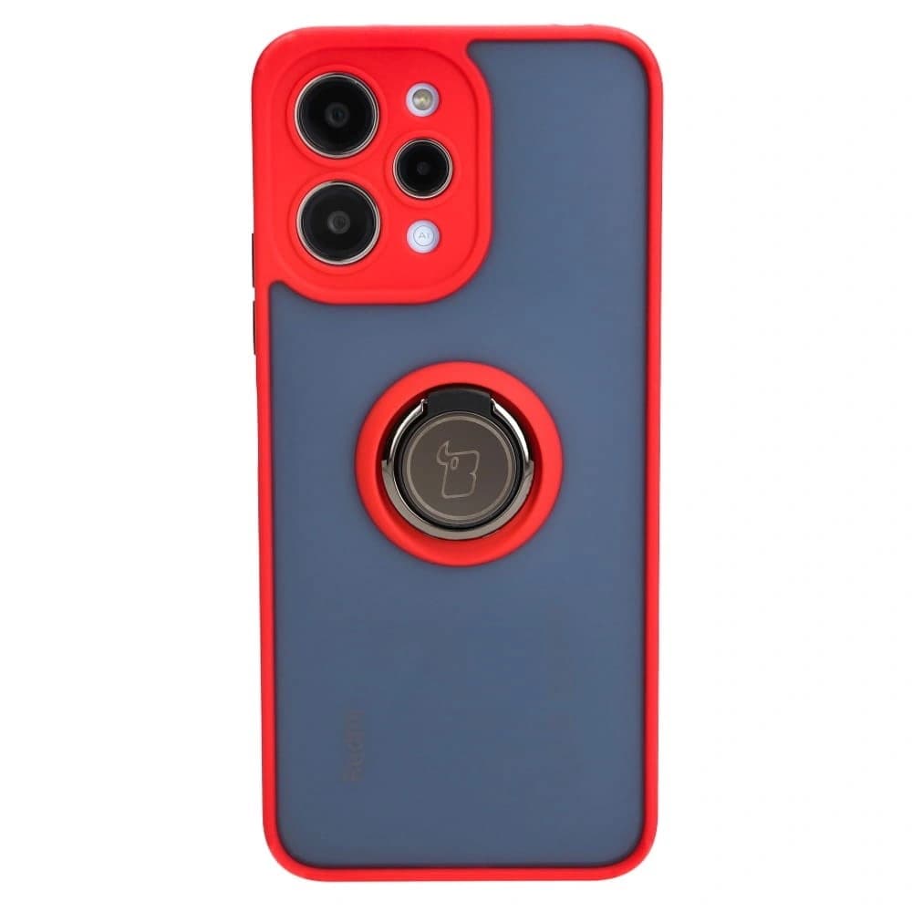 Bizon Case Hybrid Gyűrű Xiaomi Redmi 12 füstös piros kerettel - 2