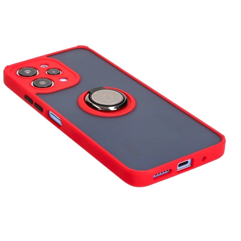 Bizon Case Hybrid Gyűrű Xiaomi Redmi 12 füstös piros kerettel - 4