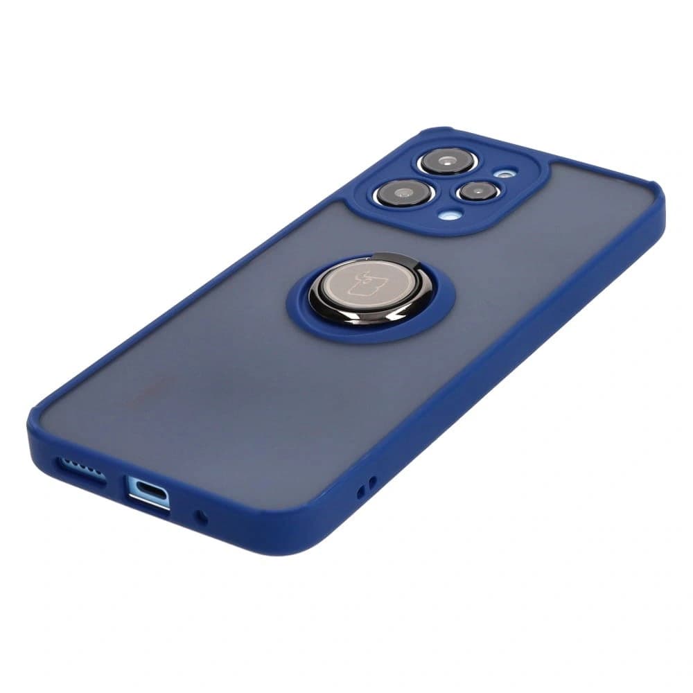 Bizon Case Hybrid Ring Xiaomi Redmi 12 rauchig mit einem marineblauen Rahmen - 3