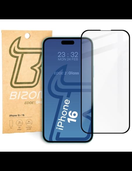 Bizon Glass Edge 2 Apple iPhone 15 / 16 black