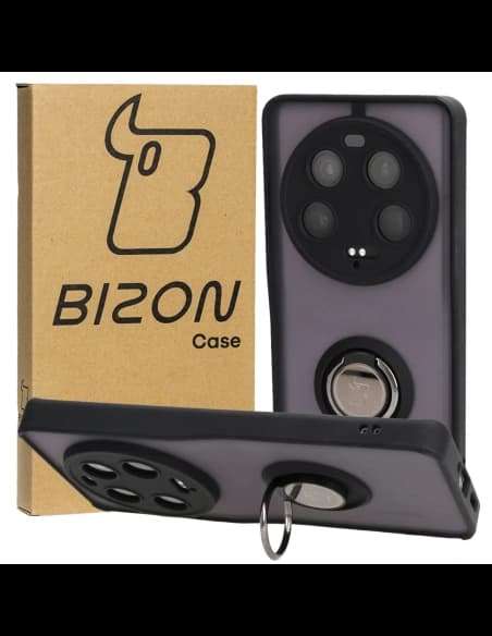 Bizon Case Hybrid Ring Xiaomi 13 Ultra fumuriu cu un cadru negru