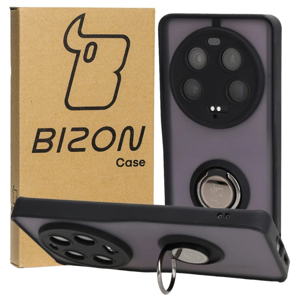 Bizon Case Hybrid Ring Xiaomi 13 Ultra fumuriu cu un cadru negru