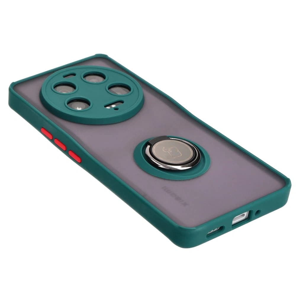 Bizon Case Hybrid Ring Xiaomi 13 Ultra fumuriu cu un cadru verde închis - 4