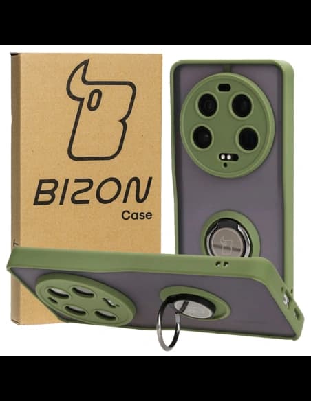 Bizon Case Hybrid Ring Xiaomi 13 Ultra fumuriu cu un cadru verde