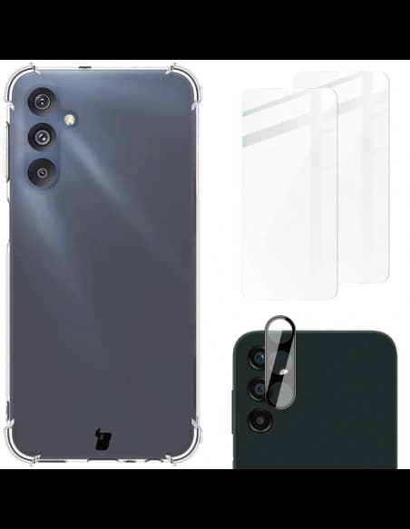 Bizon Case Clear Pack carcasă + 2x sticlă de ecran + sticlă de lentilă Samsung Galaxy M34 5G clar