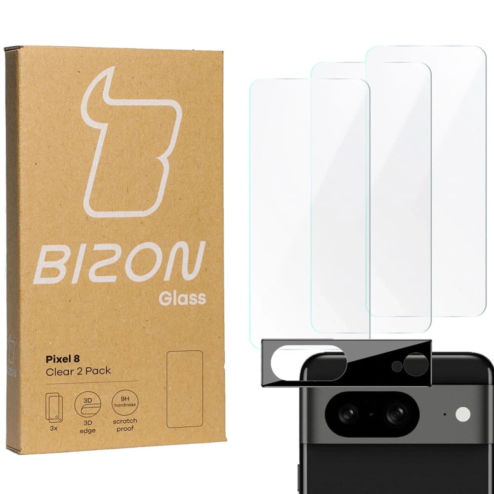 BIZON Clear 3x sticlă pentru ecran + sticlă pentru cameră Pixel 8 - 1