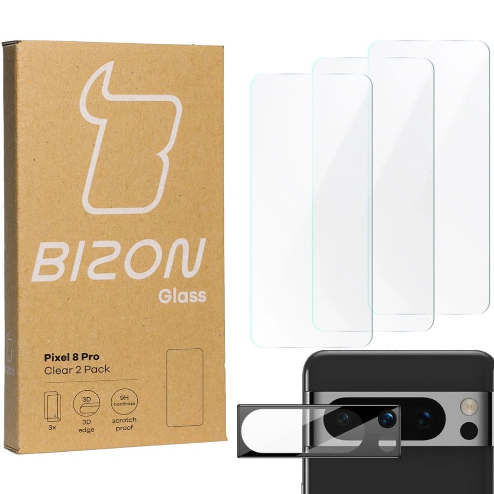 BIZON Clear 3x Bildschirmglas + Kameraglas Pixel 8 Pro - 1