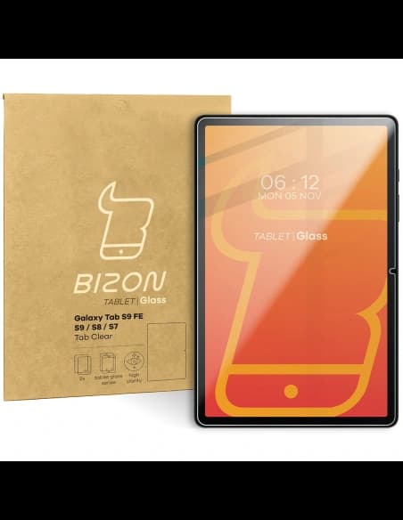 Bizon Glass Tab Clear Samsung Galaxy Tab S9 FE/S9/S8/S7 [2 PACK]