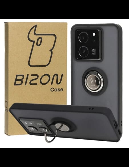 Bizon Case Hybrid Ring Xiaomi 13T Pro / 13T rauchig mit einem schwarzen Rahmen