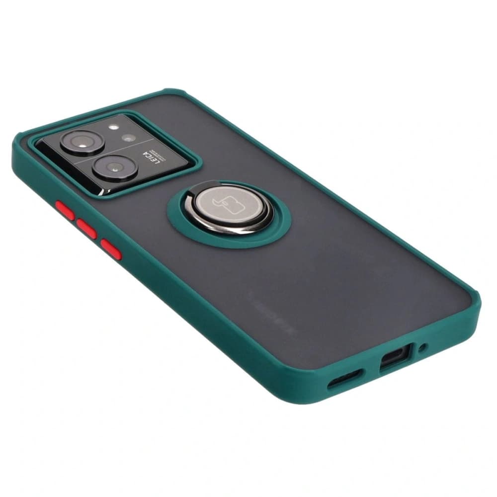 Bizon Case Hybrid Ring Xiaomi 13T Pro / 13T rauchig mit einem dunkelgrünen Rahmen - 4