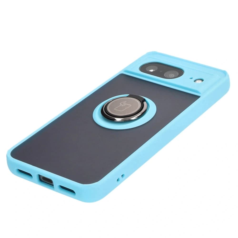 Bizon Case Hybrid Ring Google Pixel 8 smoky cu un cadru de culoare albastră deschisă - 3