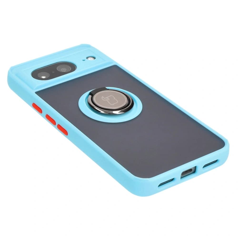 Bizon Case Hybrid Ring Google Pixel 8 smoky cu un cadru de culoare albastră deschisă - 4