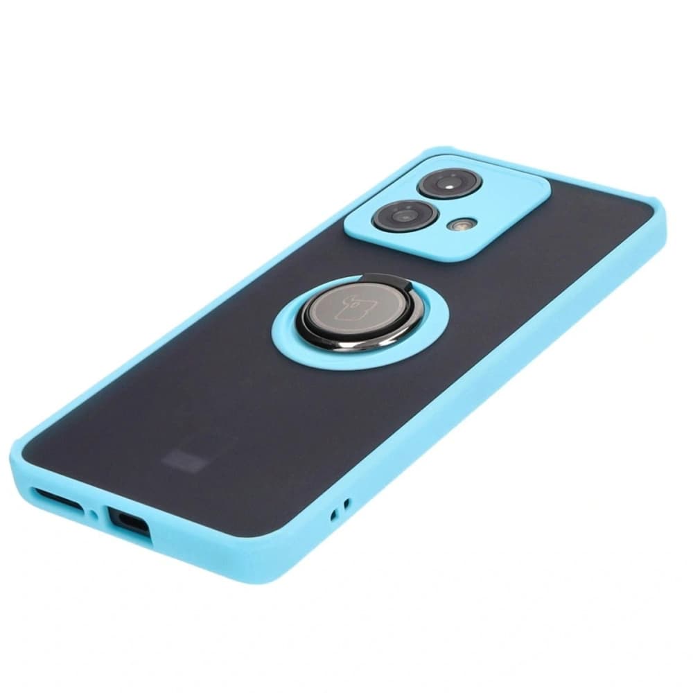Bizon Case Hybrid Ring Motorola Edge 40 Neo fumuriu cu un cadru albastru deschis - 3