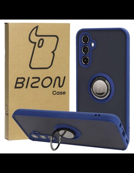 Bizon Case Hybrid Ring Samsung Galaxy M34 5G fumuriu cu un cadru albastru închis