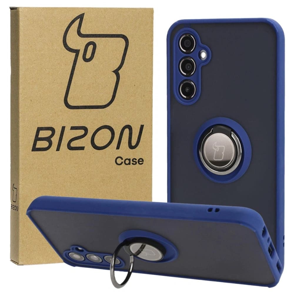 Bizon Case Hybrid Ring Samsung Galaxy M34 5G fumuriu cu un cadru albastru închis