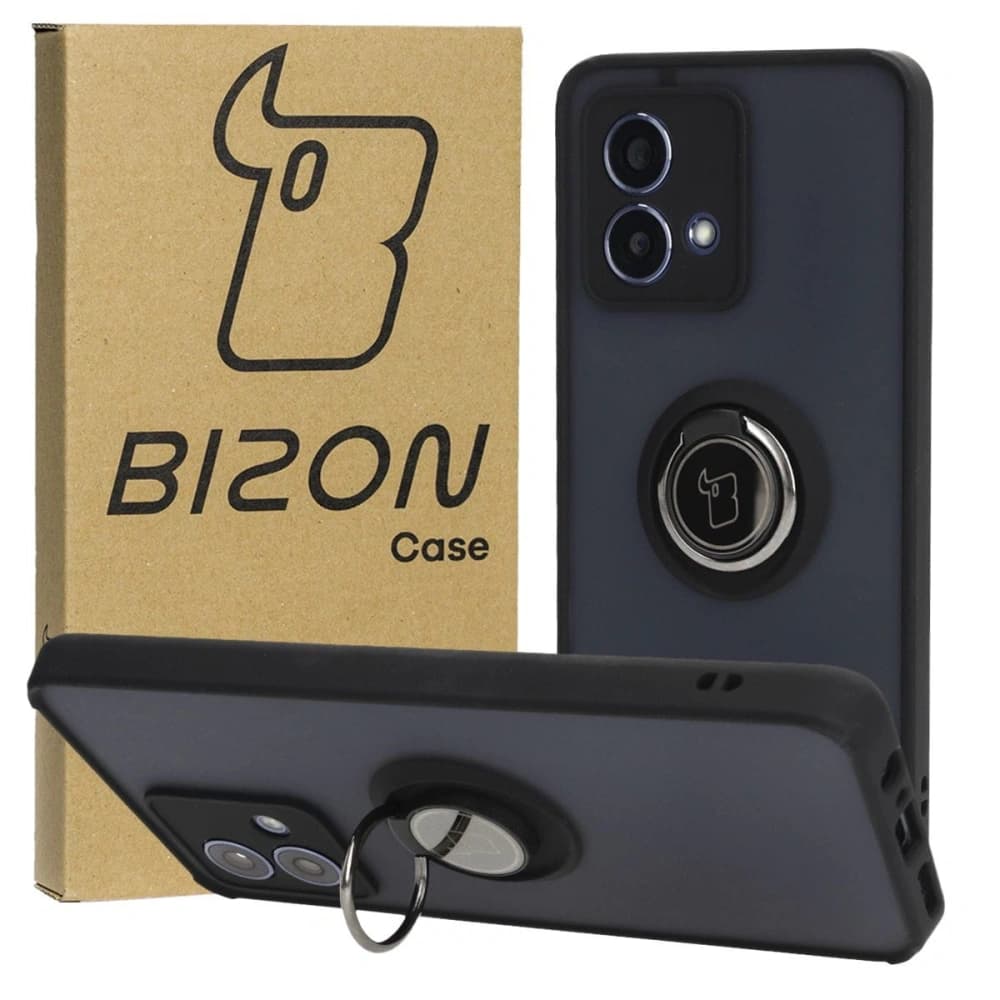 Bizon Case Hybrid Ring Motorola Moto G84 5G smoky with a black frame - 1