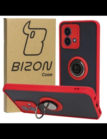 Bizon Case Hybrid Ring Motorola Moto G84 5G smoky with a red frame