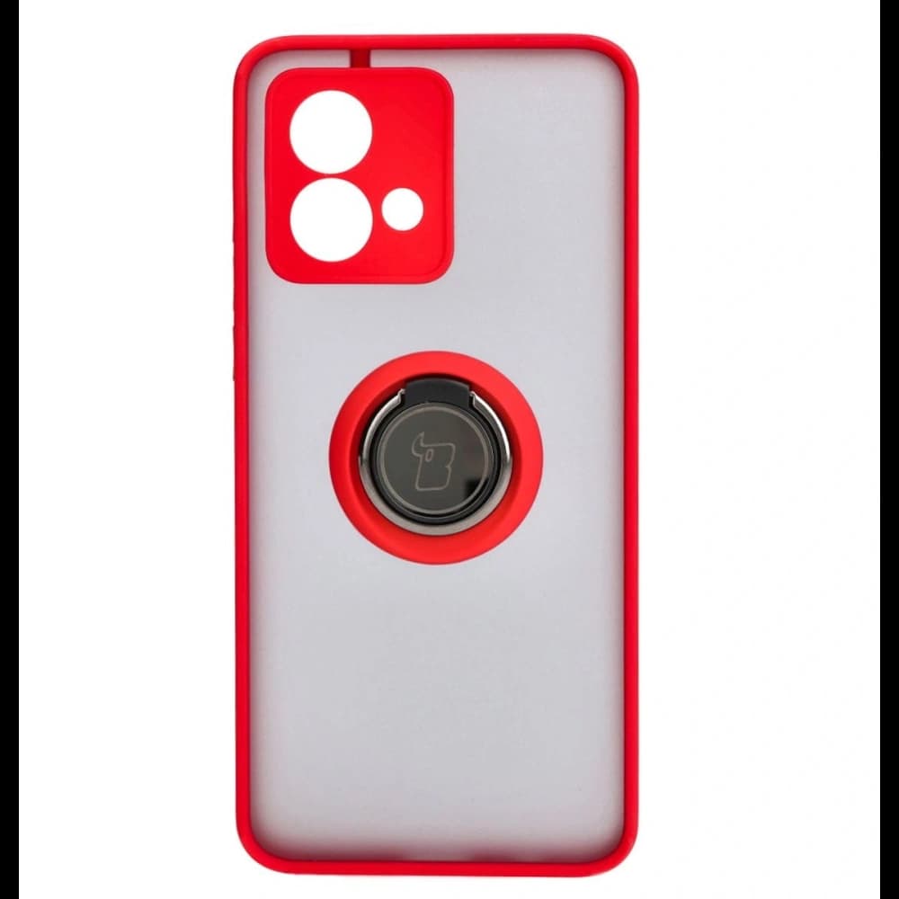 Bizon Case Hybrid Ring Motorola Moto G84 5G smoky with a red frame - 2